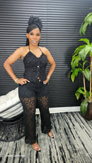 Surreal Crochet Pants Set(Black) - Laine Collection