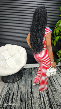 Serena Striped Pants Set(Red) - Laine Collection