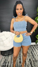 Summertime Denim Shorts Set - Laine Collection