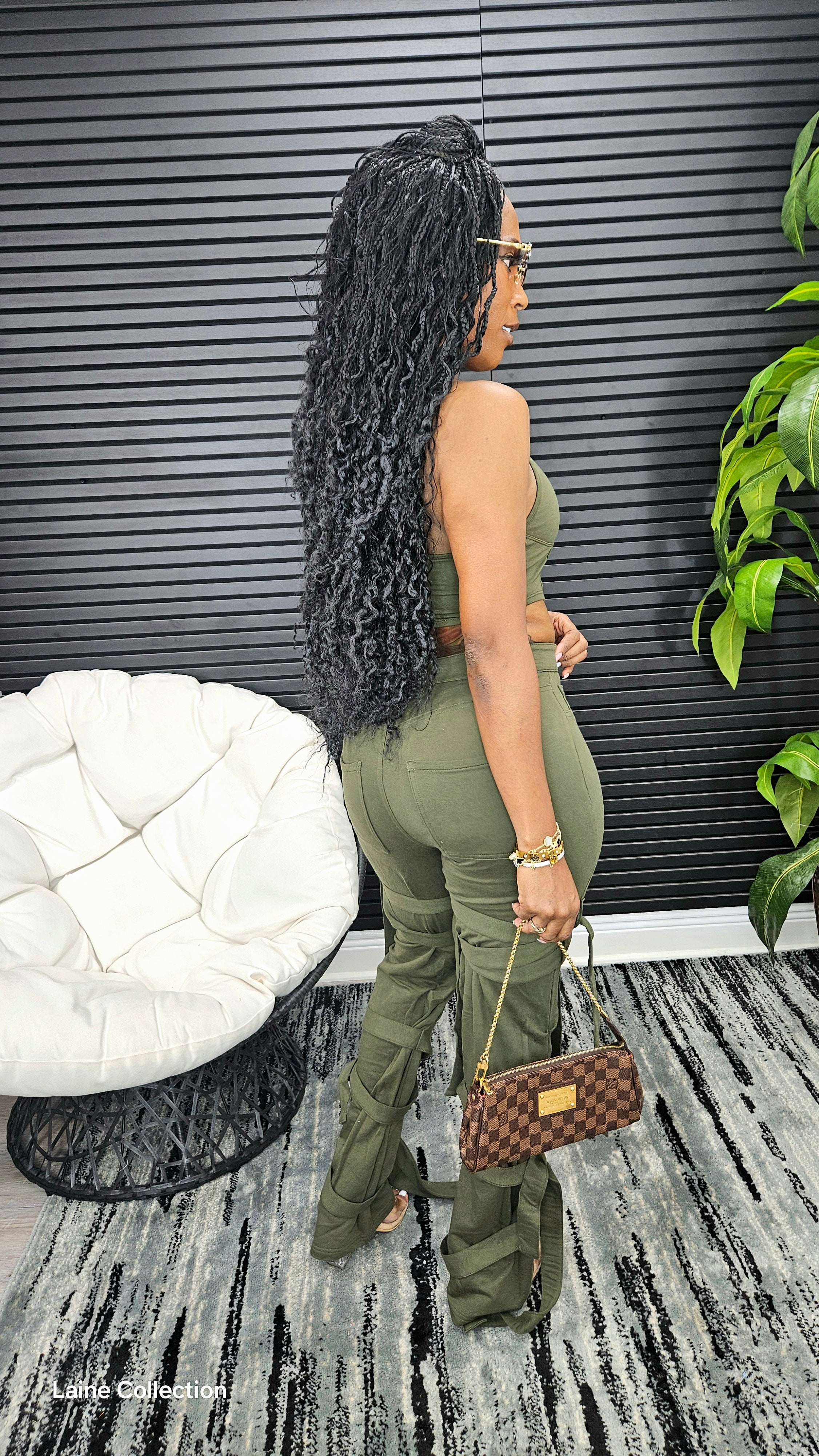 CeCe Caged Pants Set(Olive)
