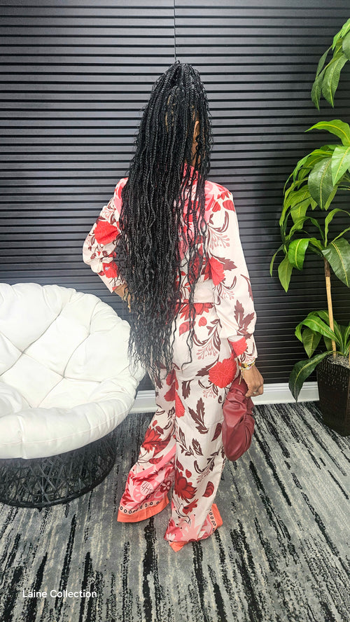 Flower Blush Pants Set - Laine Collection