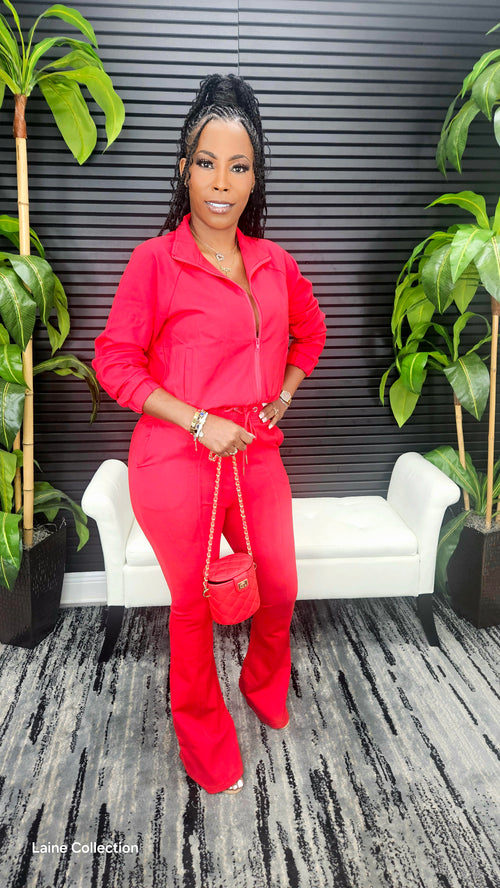 Lookin' Easy Pants Set (Red) - Laine Collection