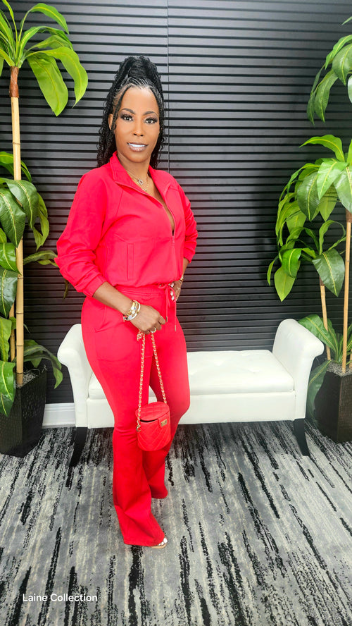 Lookin' Easy Pants Set (Red) - Laine Collection