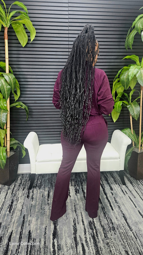 Lookin' Easy Pants Set(Dark Burgundy) Restocked Ships 8/11 - Laine Collection