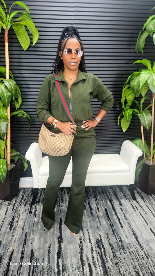 Lookin' Easy Pants Set (Dark Olive) - Laine Collection