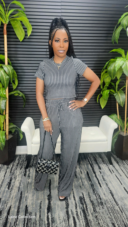 Summer Day Pants Set (Black) - Laine Collection