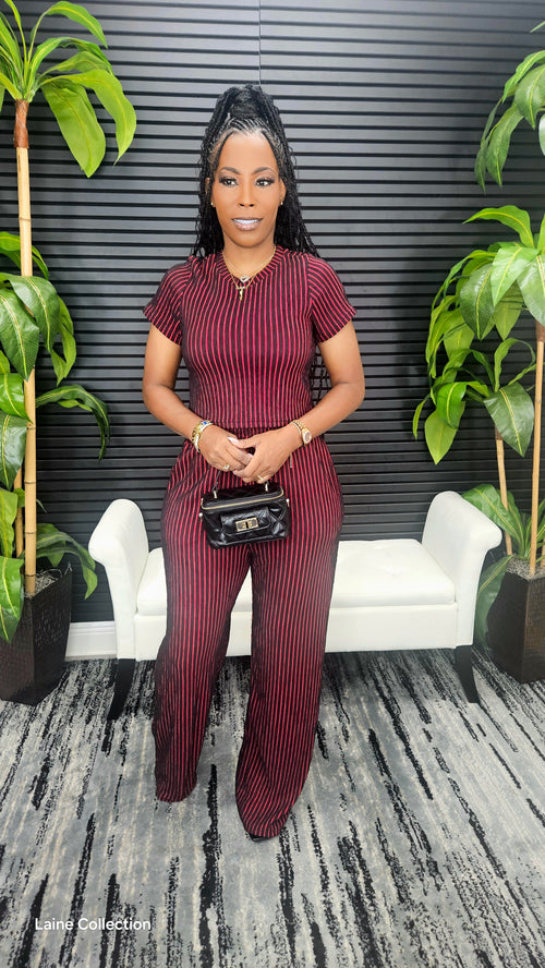 Summer Day Pants Set (B Red) - Laine Collection