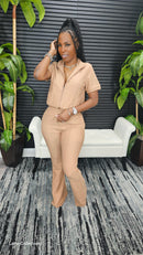 Comfort All Day Pants Set(Mocha) - Laine Collection