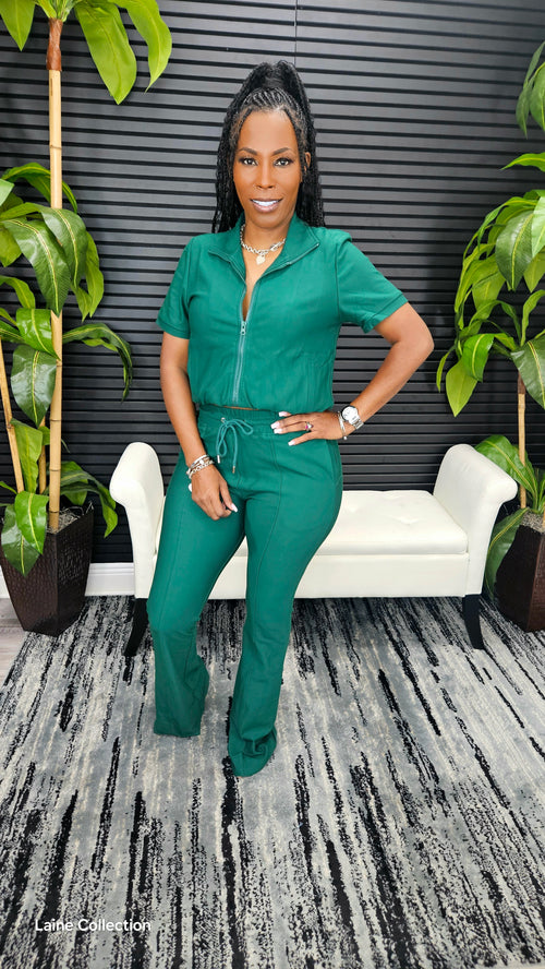 Comfort All Day Pants Set(Hunter Green) - Laine Collection