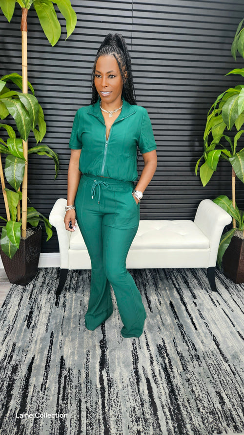 Comfort All Day Pants Set(Hunter Green) - Laine Collection