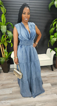 Meet Me In The Middle Jumpsuit (Denim) - Laine Collection