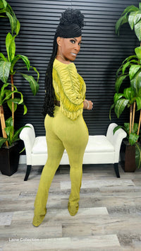 Over Doing It Pants Set(Olive Yellow)