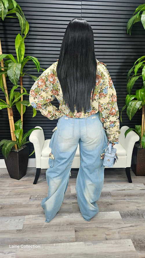 Blossom In Every Way Denim Set - Laine Collection