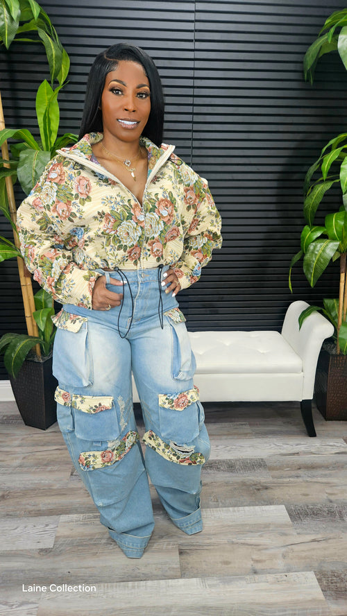 Blossom In Every Way Denim Set - Laine Collection