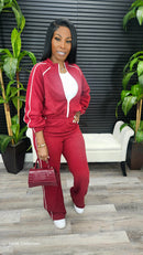 Stay On Track Pants Set(Burgundy)