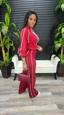 Stay On Track Pants Set(Burgundy)