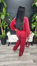 Stay On Track Pants Set(Burgundy)