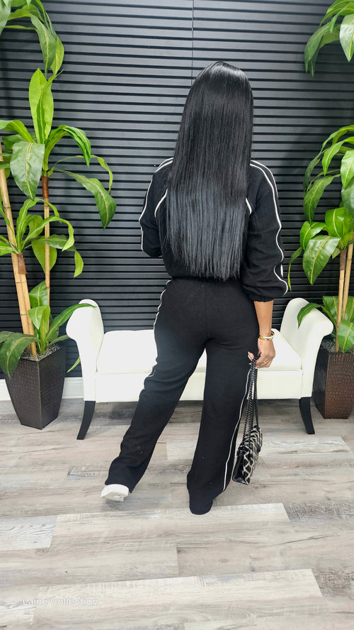 Stay On Track Pants Set(Black) - Laine Collection