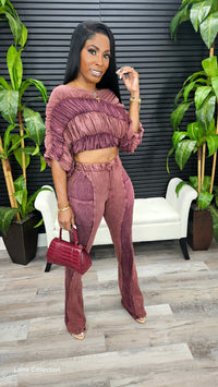 Over Doing It Pants Set(Mahogany)