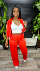 Side Striped Pants Set(Red) - Laine Collection