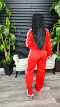 Side Striped Pants Set(Red) - Laine Collection