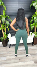 Baddie On The Go Jumpsuit Set(Pine Green)