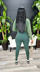 Baddie On The Go Jumpsuit Set(Pine Green)