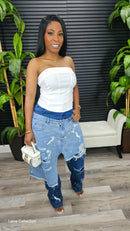 Double-Layer Destroyed Denim Pants