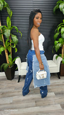 Double-Layer Destroyed Denim Pants