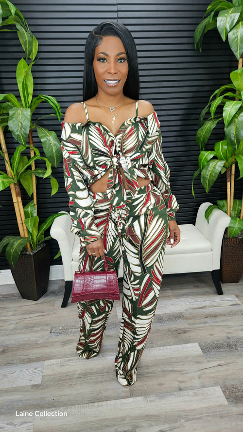 Nothing Like It Pants Set(Olive Combo) - Laine Collection