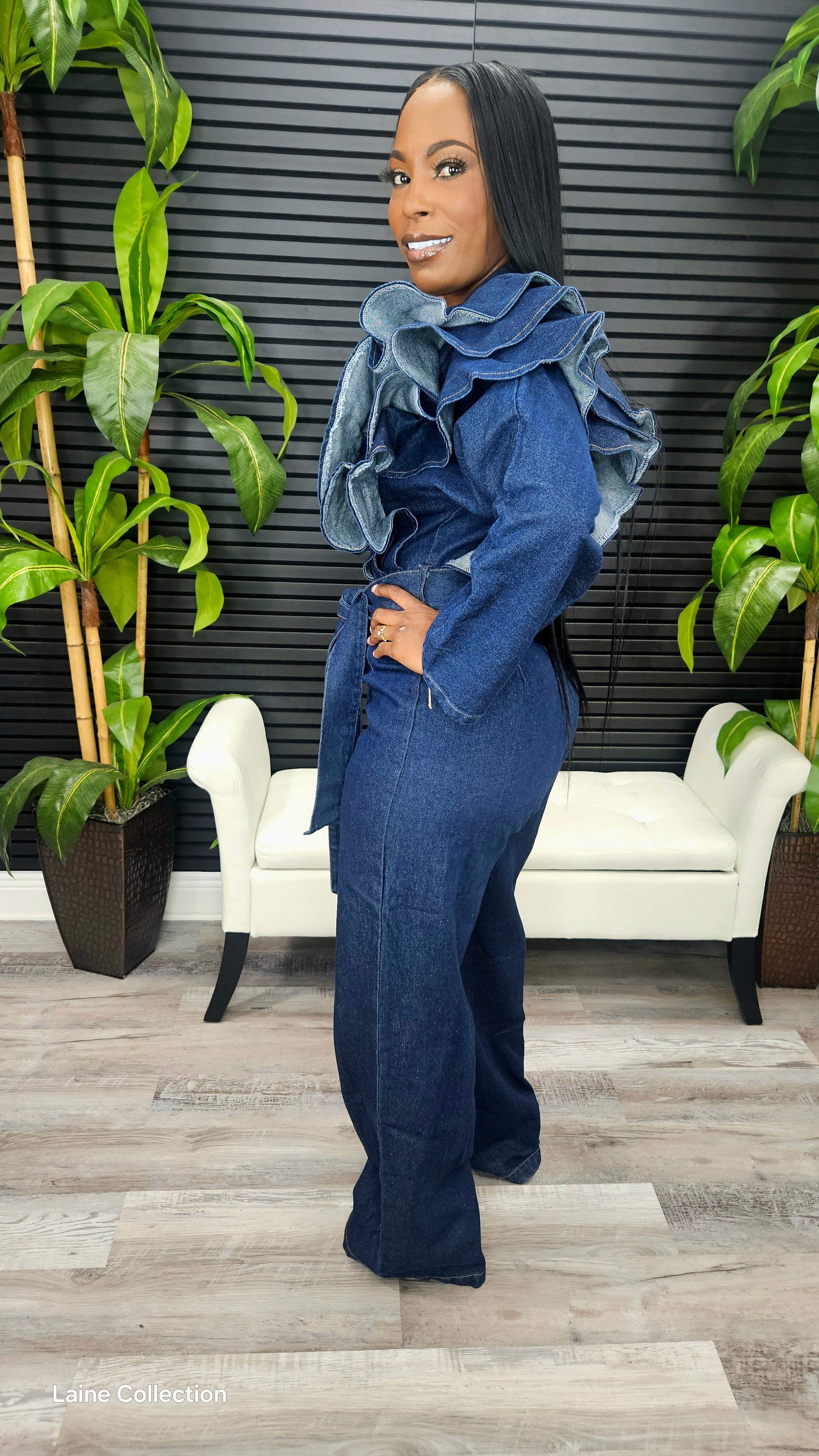 Heartbreaker Ruffle Shoulder Jumpsuit - Laine Collection