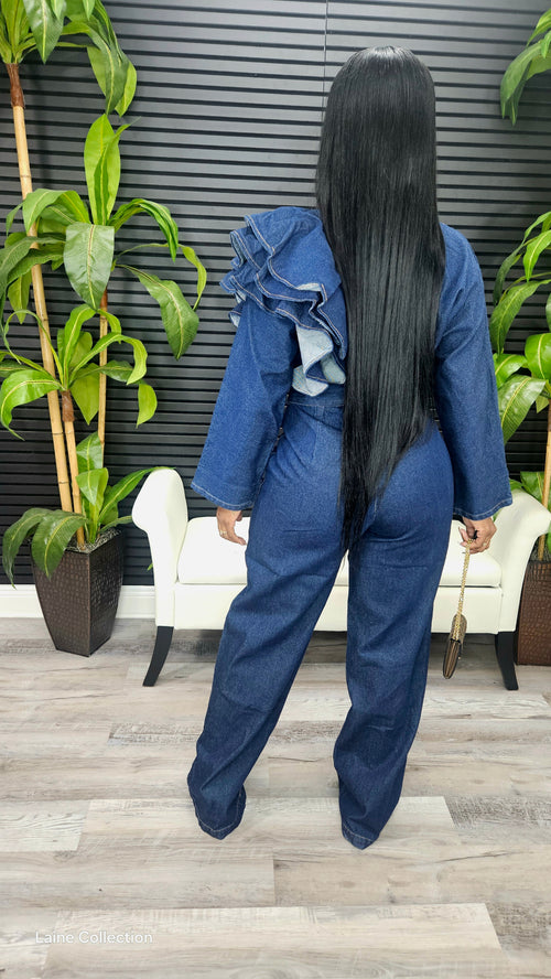 Heartbreaker Ruffle Shoulder Jumpsuit - Laine Collection