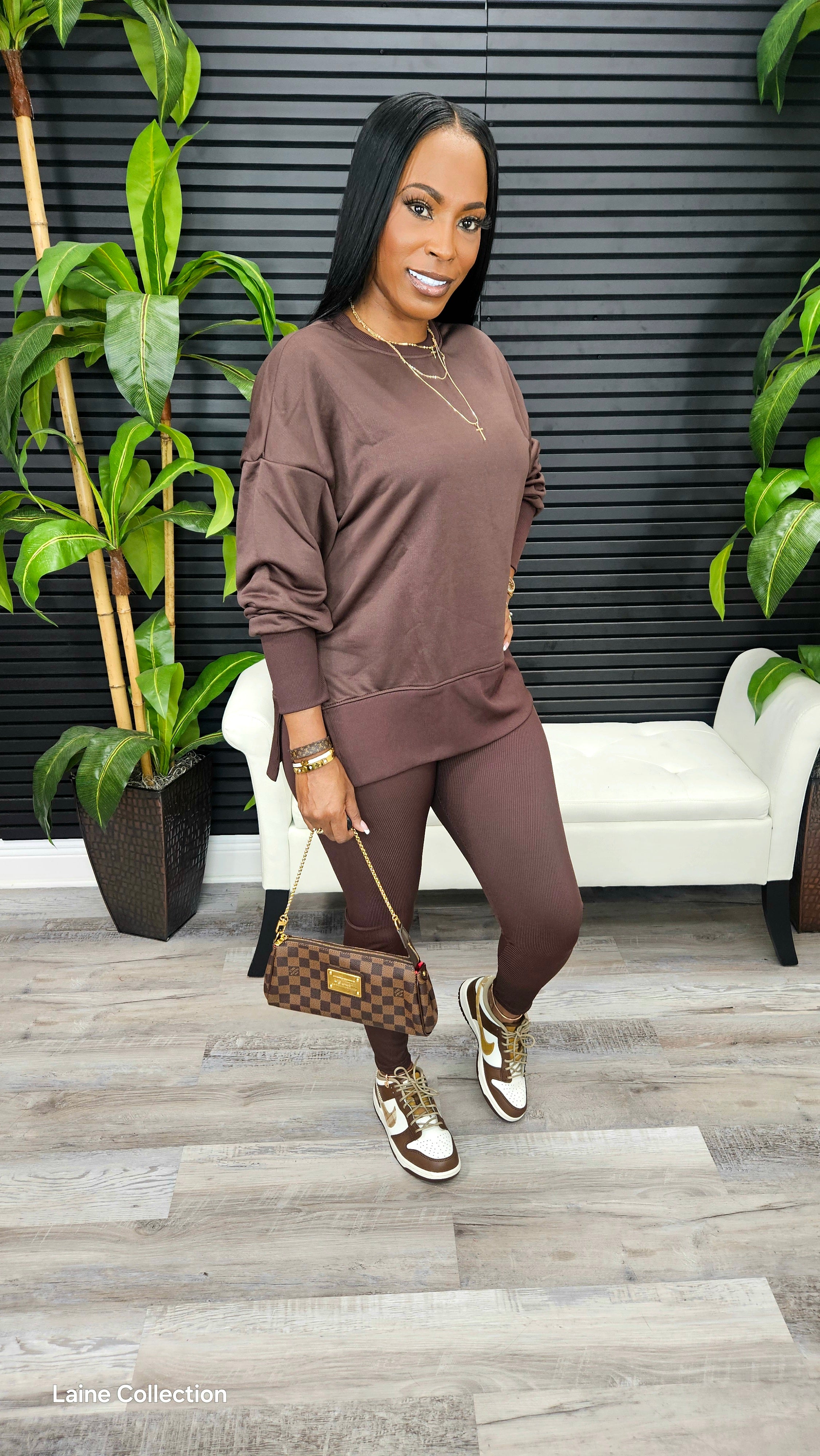 The Not So Basic Leggings Set(Brown)