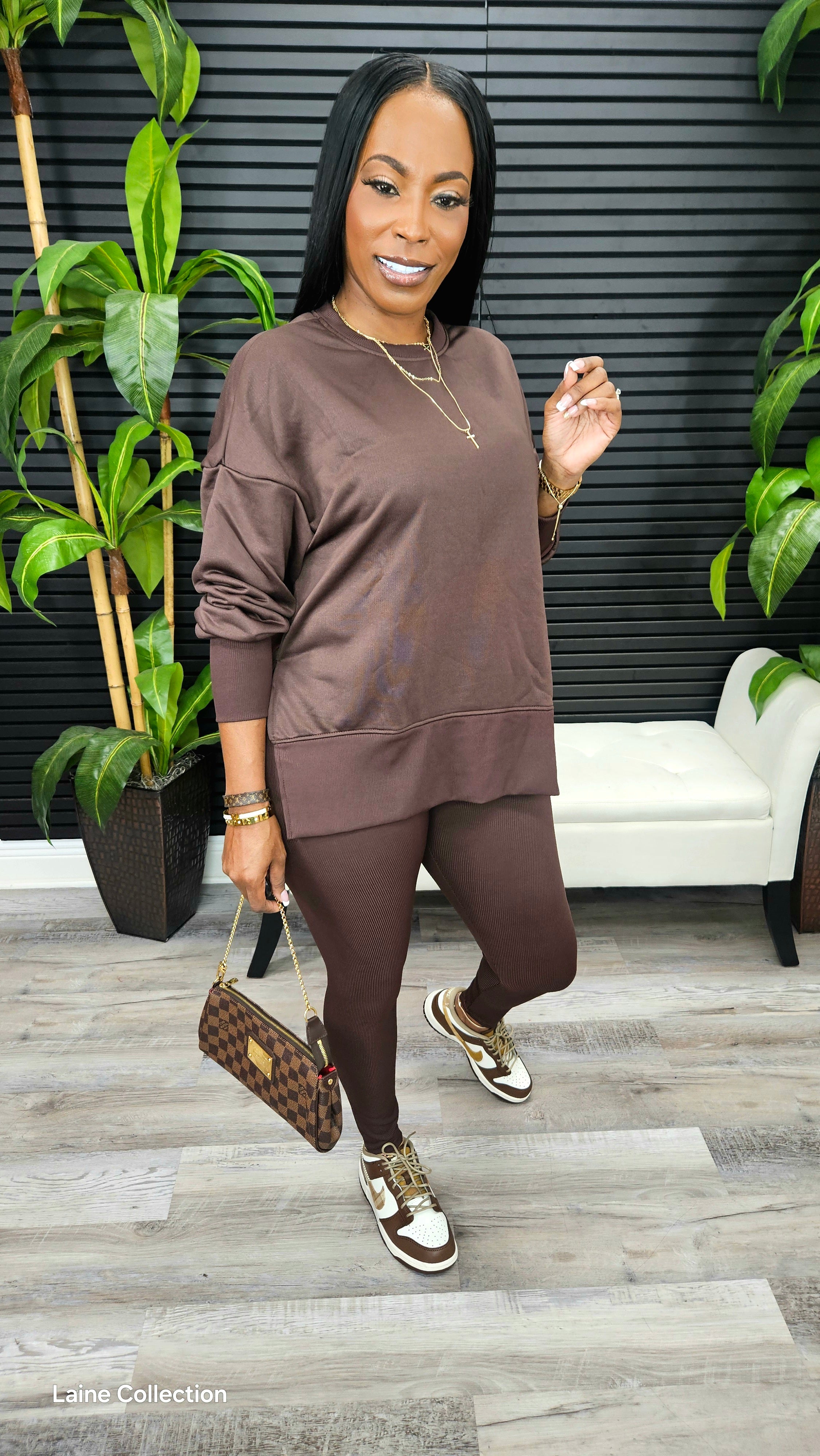 The Not So Basic Leggings Set(Brown)