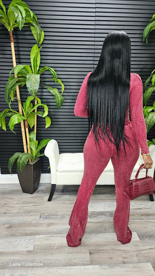 Girls Like Me Pants Set(Red Wine) - Laine Collection