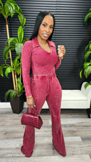 Girls Like Me Pants Set(Red Wine) - Laine Collection