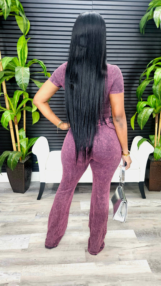 Just A Party Flare Jumpsuit(Fuchsia Stone) - Laine Collection