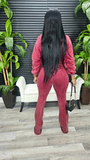 Off Script Pants Set(Red Wine) - Laine Collection