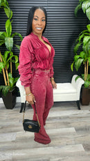 Off Script Pants Set(Red Wine) - Laine Collection