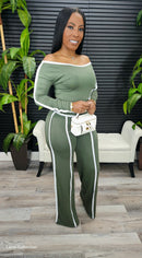 Putting On A Show Pants Set(Olive)