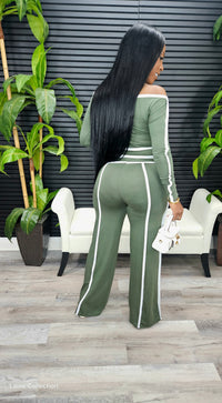 Putting On A Show Pants Set(Olive)
