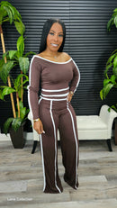 Putting On A Show Pants Set(Brown)