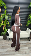Putting On A Show Pants Set(Brown)