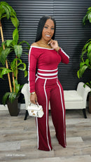 Putting On A Show Pants Set(Burgundy)