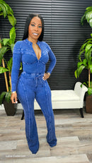 Out Of Line Mineral Wash Pant Set(Very Navy)