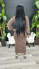 She's That Girl Cargo Hoodie Dress(Espresso)