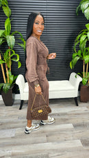 She's That Girl Cargo Hoodie Dress(Espresso)