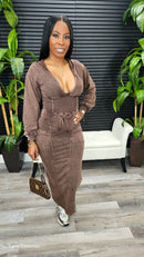 She's That Girl Cargo Hoodie Dress(Espresso)