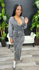 She's That Girl Cargo Hoodie Dress(Acid Black)