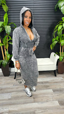 She's That Girl Cargo Hoodie Dress(Acid Black)